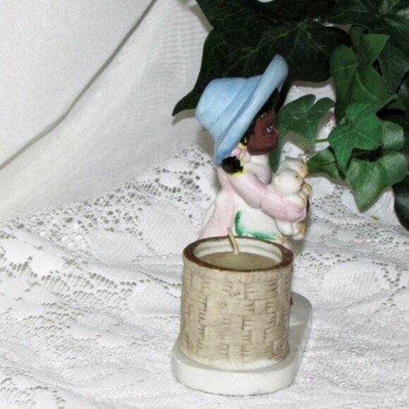 Vintage 1970s Jasco Candle Holder Hand Painted Porcelain Figurine Tawny Tots - Picture 5 of 7